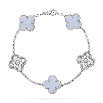 [Eterna Jewels] KLEEBRAUM 5 MOTIV VIOLETTER CHALCEDON ARMBAND KOLLEKTION