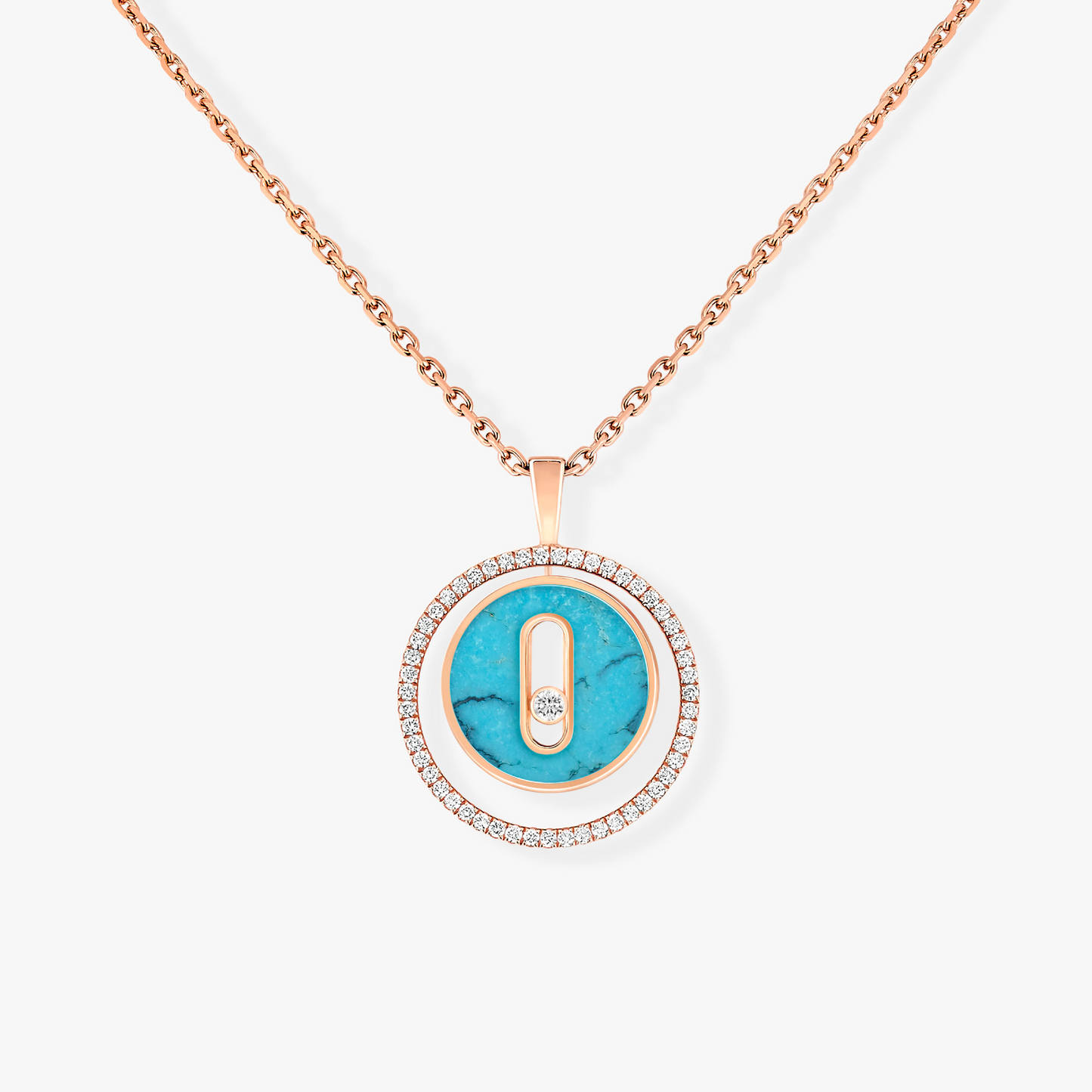[Eterna Jewels]LUCKY MOVE 1 DIAMOND TÜRKIS ROSÉGOLD DIAMANT HALSKETTE