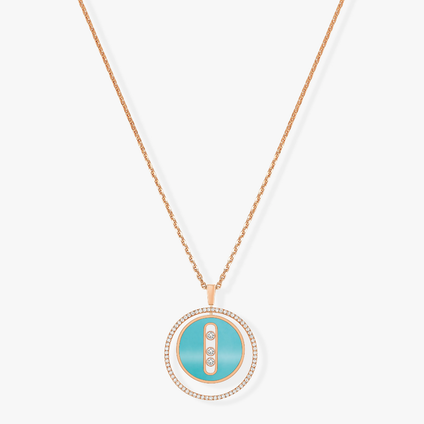 [Eterna Jewels]LUCKY MOVE 3 DIAMONDS TÜRKIS ROTGOLD DIAMANT HALSKETTE