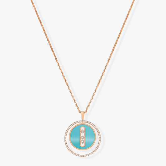 [Eterna Jewels]LUCKY MOVE 3 DIAMONDS TÜRKIS ROTGOLD DIAMANT HALSKETTE