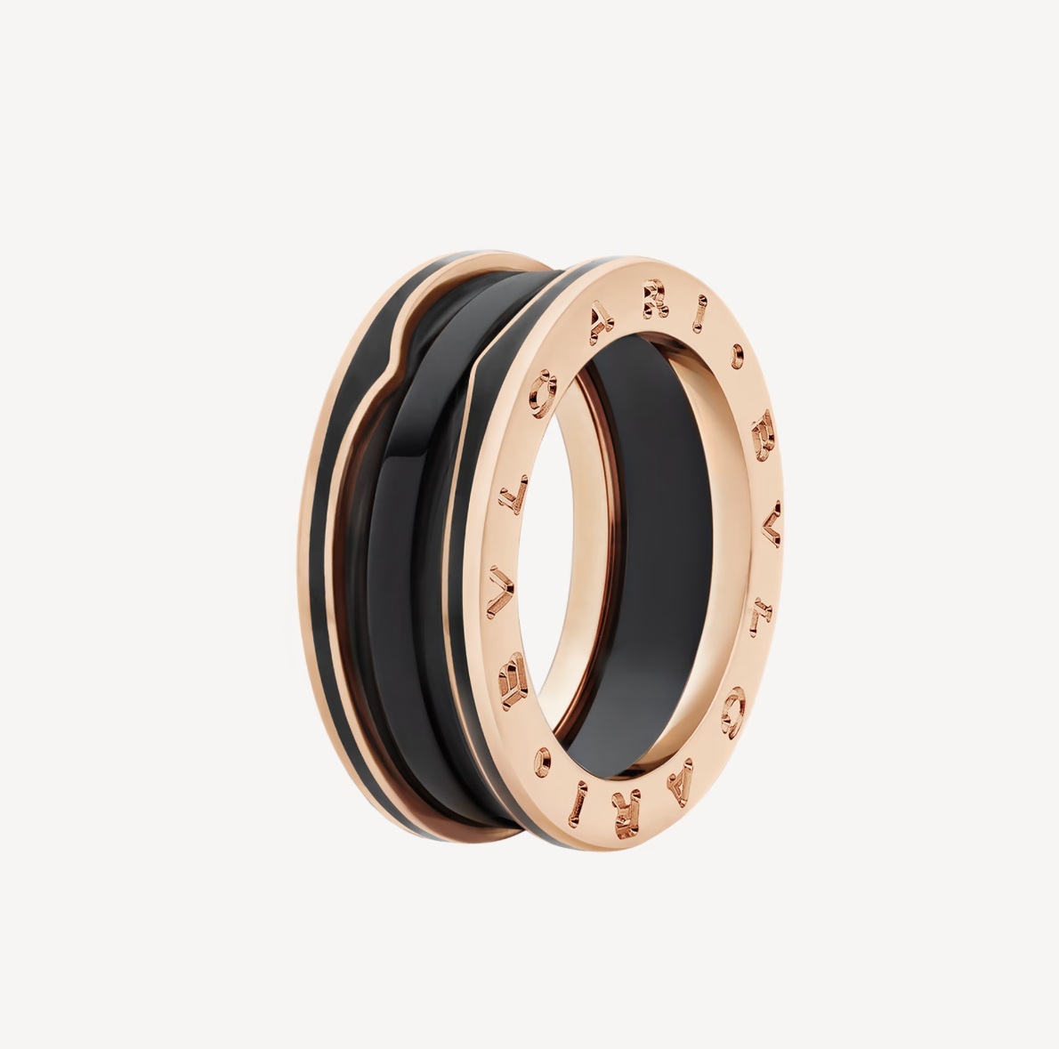 [Eterna Jewels]ZERO 1 TWO-BAND MIT MATTSCHWARZEM KERAMIK ROSÉGOLD RING