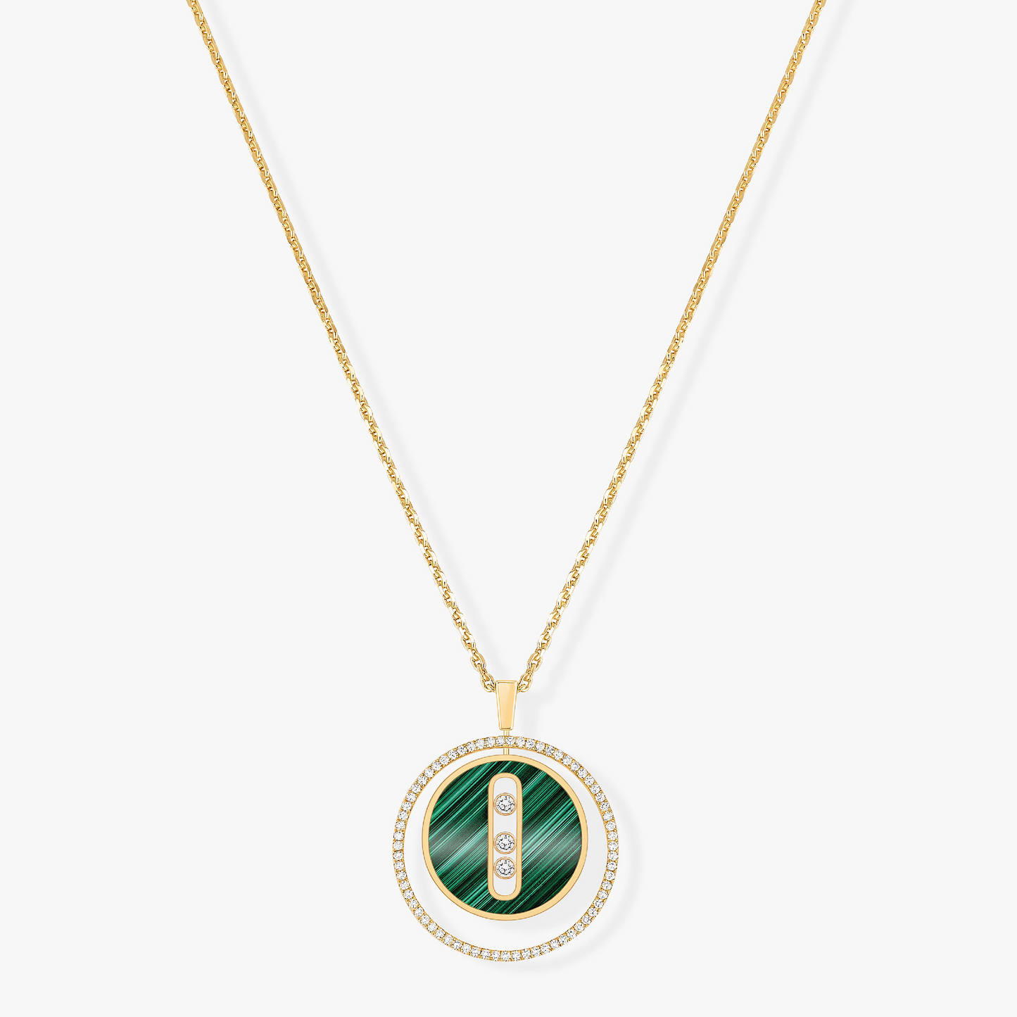 [Eterna Jewels]LUCKY MOVE 3 DIAMOND MALACHIT GOLD DIAMANTEN HALSKETTE