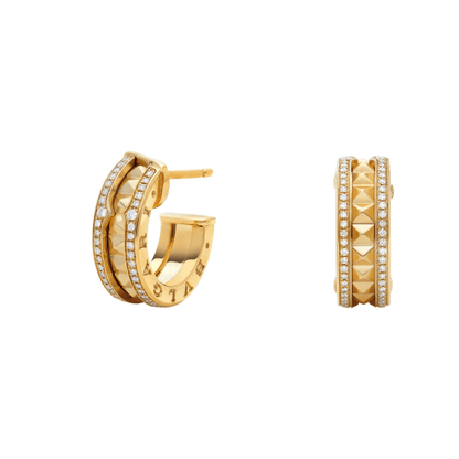 [Eterna Jewels]ZERO 1 ROCK GOLD-OHRRINGE MIT NIETENSPIRALE UND PAVÉ-DIAMANTEN