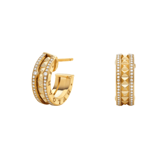 [Eterna Jewels]ZERO 1 ROCK GOLD-OHRRINGE MIT NIETENSPIRALE UND PAVÉ-DIAMANTEN
