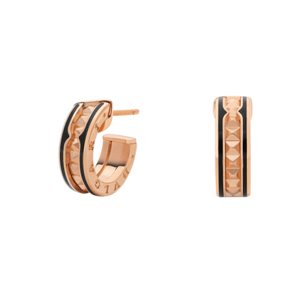 [Eterna Jewels]ZERO 1 ROCK OHRRINGE AUS ROSÉGOLD MIT SPIRALE UND SCHWARZER KERAMIK