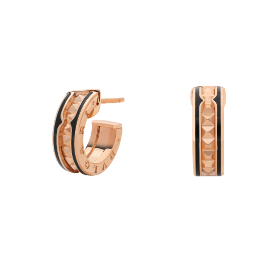[Eterna Jewels]ZERO 1 ROCK OHRRINGE AUS ROSÉGOLD MIT SPIRALE UND SCHWARZER KERAMIK