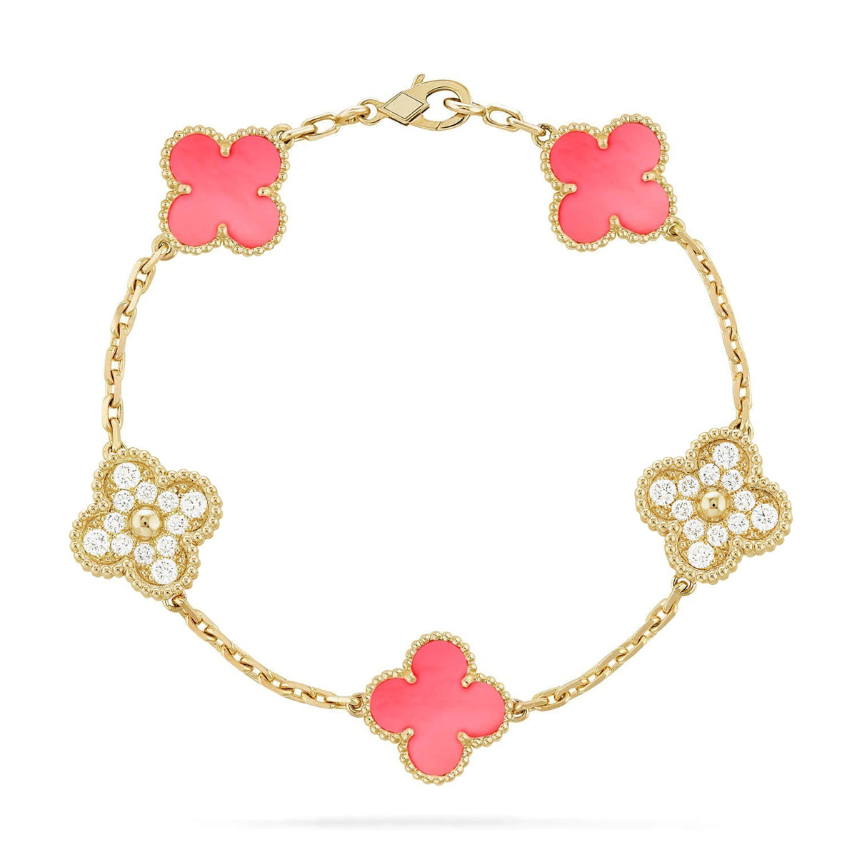 [Eterna Jewels] KLEEBATT 5 MOTIVE ROSA PERLMUTT-ARMBAND KOLLEKTION