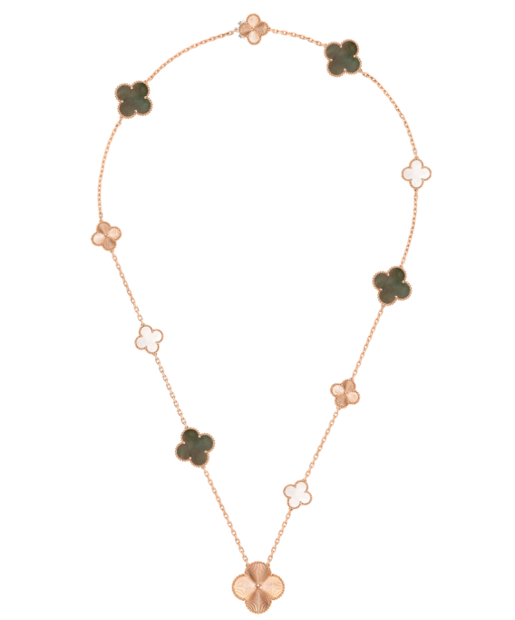 [Eterna Jewels]ABNEHMBARES KLEE 15(11+4) BLUMEN SILBER HALSKETTE SET
