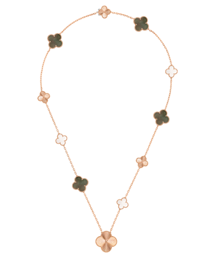 [Eterna Jewels]ABNEHMBARES KLEE 15(11+4) BLUMEN SILBER HALSKETTE SET