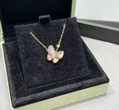 [Eterna Jewels]SCHMETTERLING PINK PERLMUTT DIAMANTENHALSKETTE