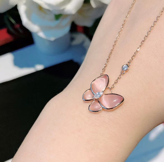 [Eterna Jewels]SCHMETTERLING PINK PERLMUTT DIAMANTENHALSKETTE