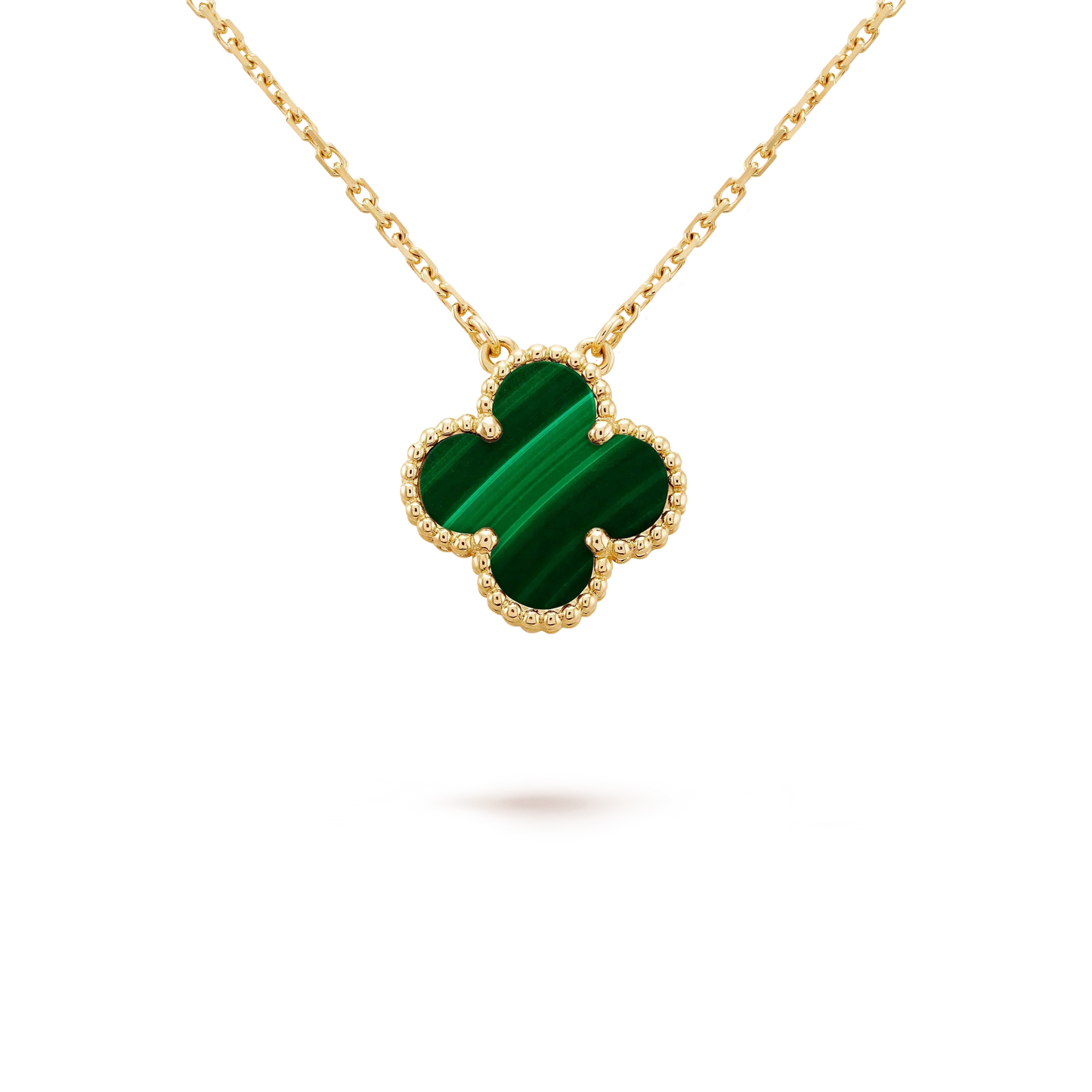 [Eterna Jewels]KLEE 15MM MALACHIT EINZELBLUMEN-HALSKEITE