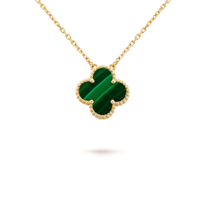[Eterna Jewels]KLEE 15MM MALACHIT EINZELBLUMEN-HALSKEITE