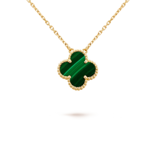 [Eterna Jewels]KLEE 15MM MALACHIT EINZELBLUMEN-HALSKEITE