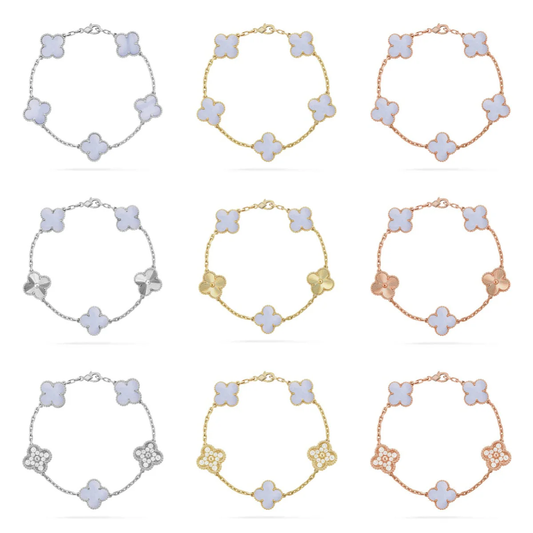 [Eterna Jewels] KLEEBRAUM 5 MOTIV VIOLETTER CHALCEDON ARMBAND KOLLEKTION