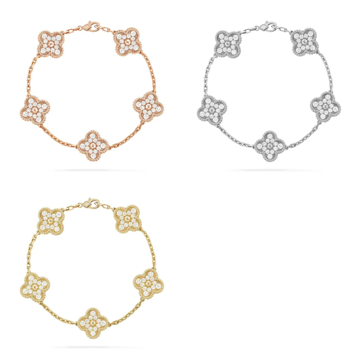 [Star Jewelry] KLEEBRACHEN 5 MOTIV VOLLSTÄNDIGES DIAMANTPARMBAND-KOLLEKTION