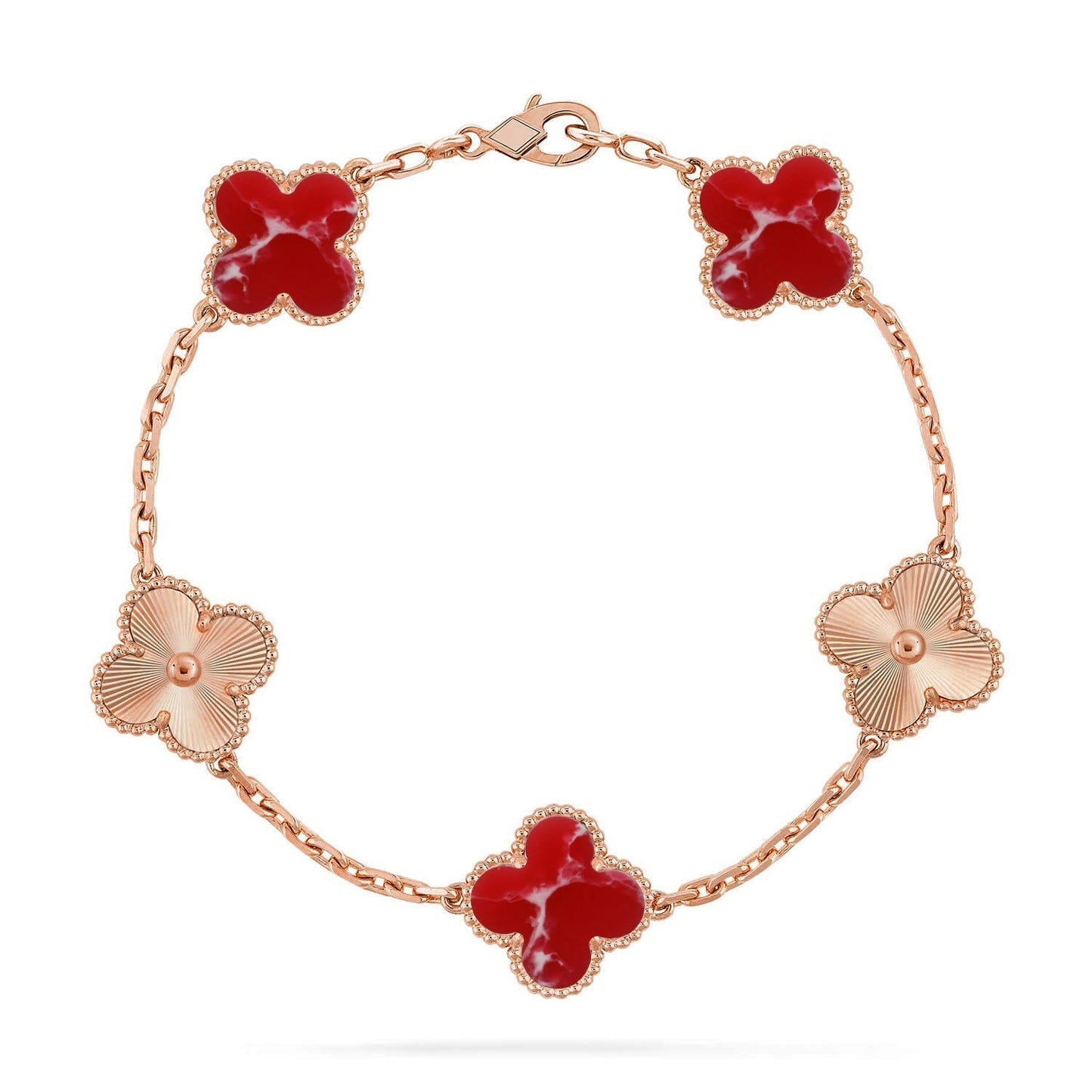 [Eterna Jewels]KLEE-ARMBAND-KOLLEKTION MIT 5 MOTIVEN ROTES MUSTER