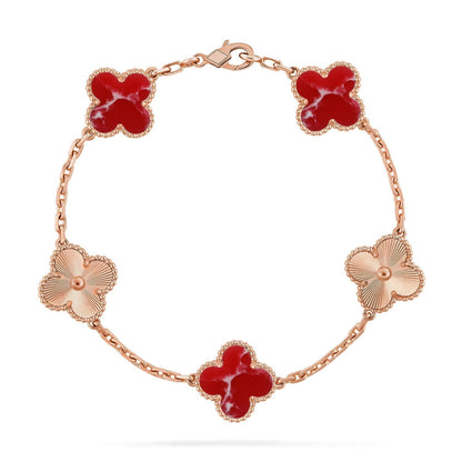 [Eterna Jewels]KLEE-ARMBAND-KOLLEKTION MIT 5 MOTIVEN ROTES MUSTER