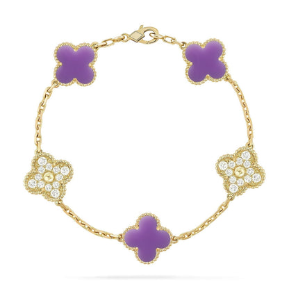 [Eterna Jewels]KLEEBKATTEN ARMBAND KOLLEKTION MIT 5 MOTIVEN IN HELLVIOLETT