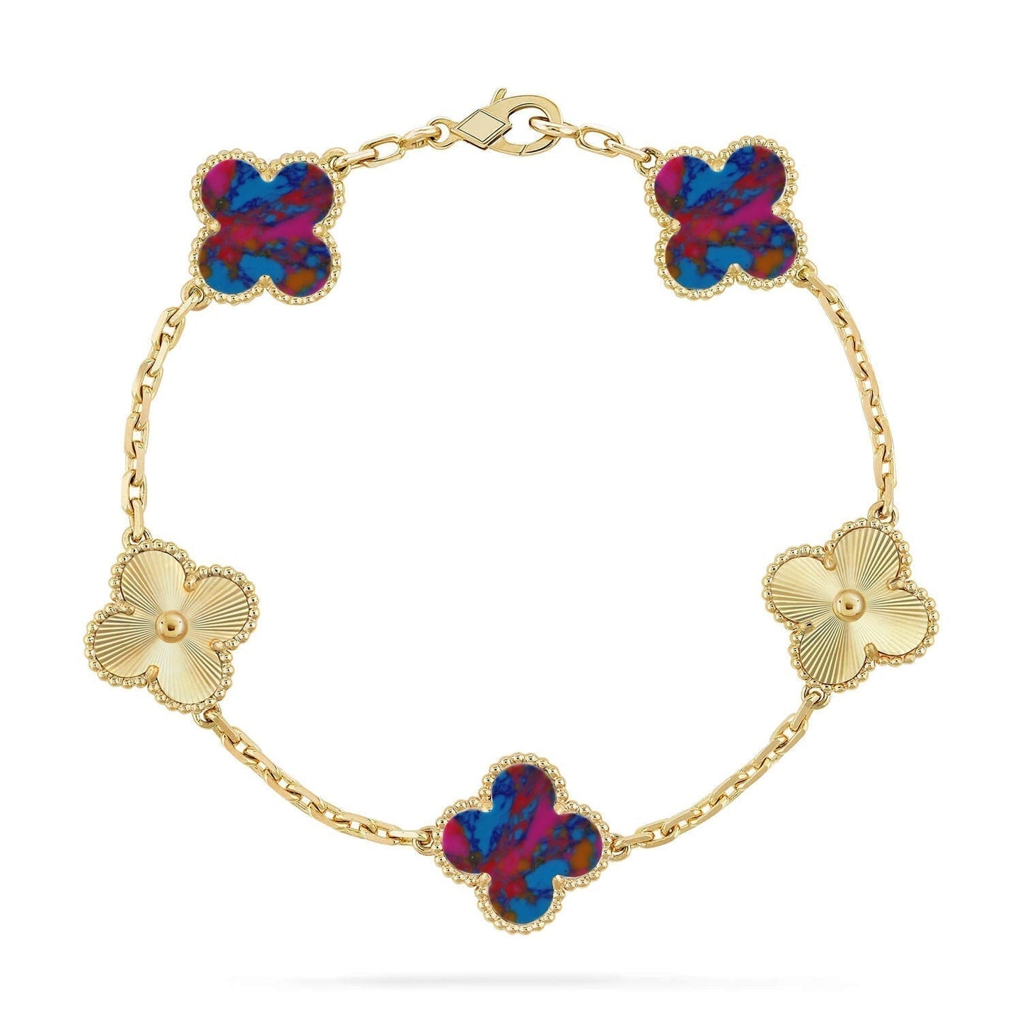 [Eterna Jewels]KLEEBRISE 5 MOTIV FARBIGE EDELSTEINE ARMBAND KOLLEKTION