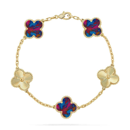 [Eterna Jewels]KLEEBRISE 5 MOTIV FARBIGE EDELSTEINE ARMBAND KOLLEKTION
