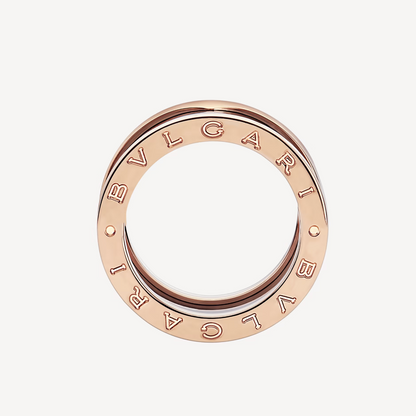 [Eterna Jewels]ZERO 1 VIERBANDSCHLEIFEN UND SCHWARZER KERAMIK-SPIRALE ROSÉGOLD RING