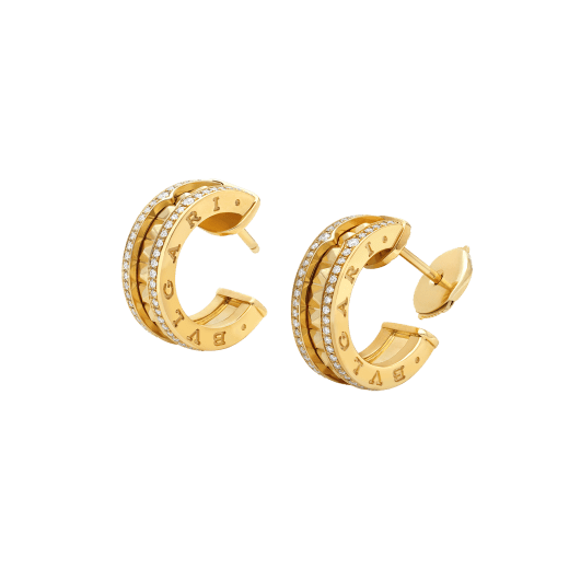 [Eterna Jewels]ZERO 1 ROCK GOLD-OHRRINGE MIT NIETENSPIRALE UND PAVÉ-DIAMANTEN