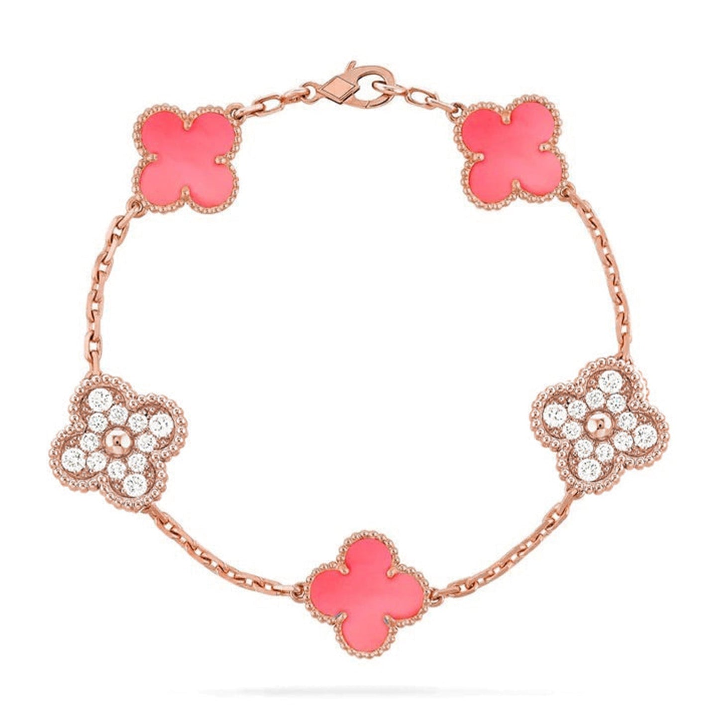 [Eterna Jewels] KLEEBATT 5 MOTIVE ROSA PERLMUTT-ARMBAND KOLLEKTION