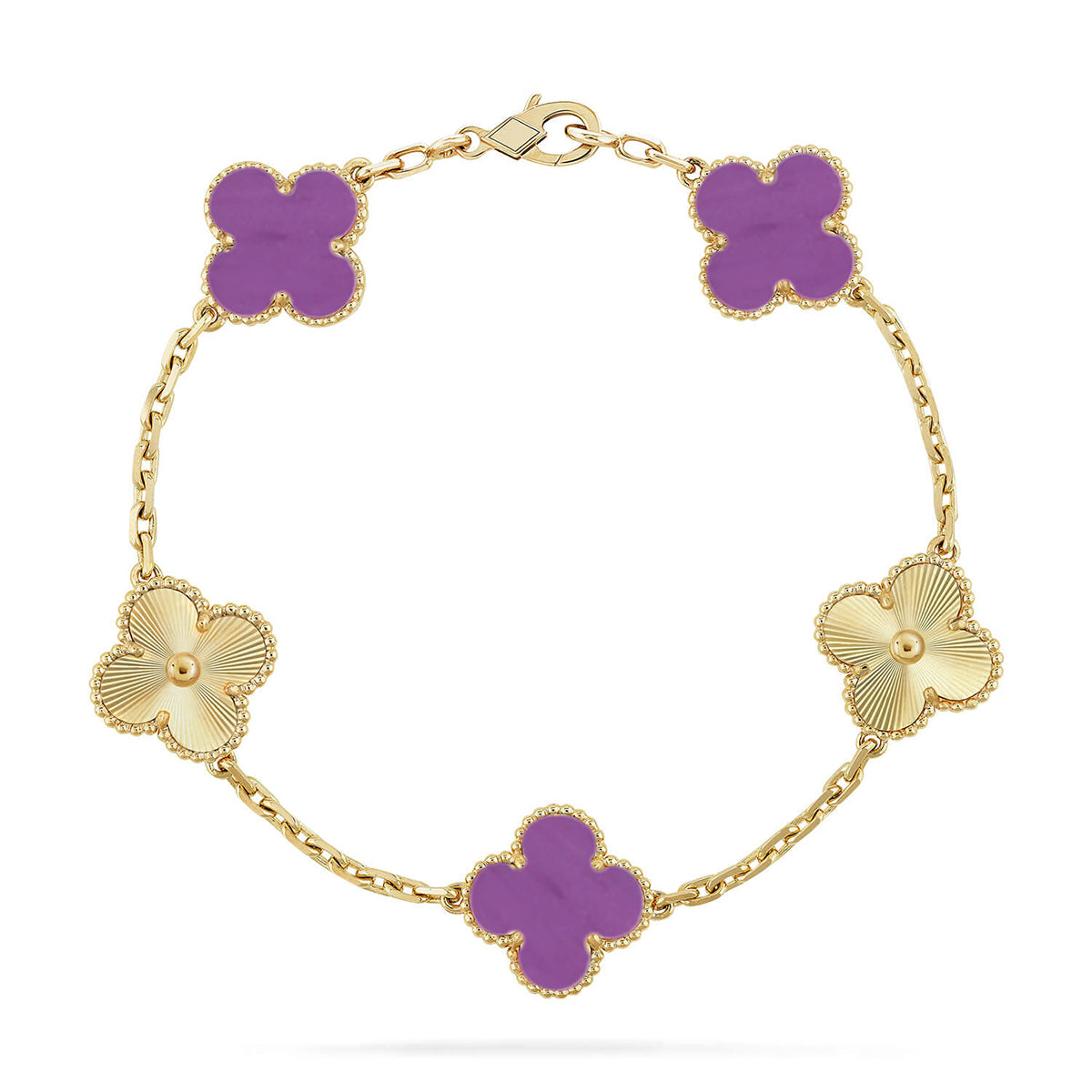 [Eterna Jewels] KLEEBRAUM 5 MOTIV VIOLETT ARMBAND KOLLEKTION