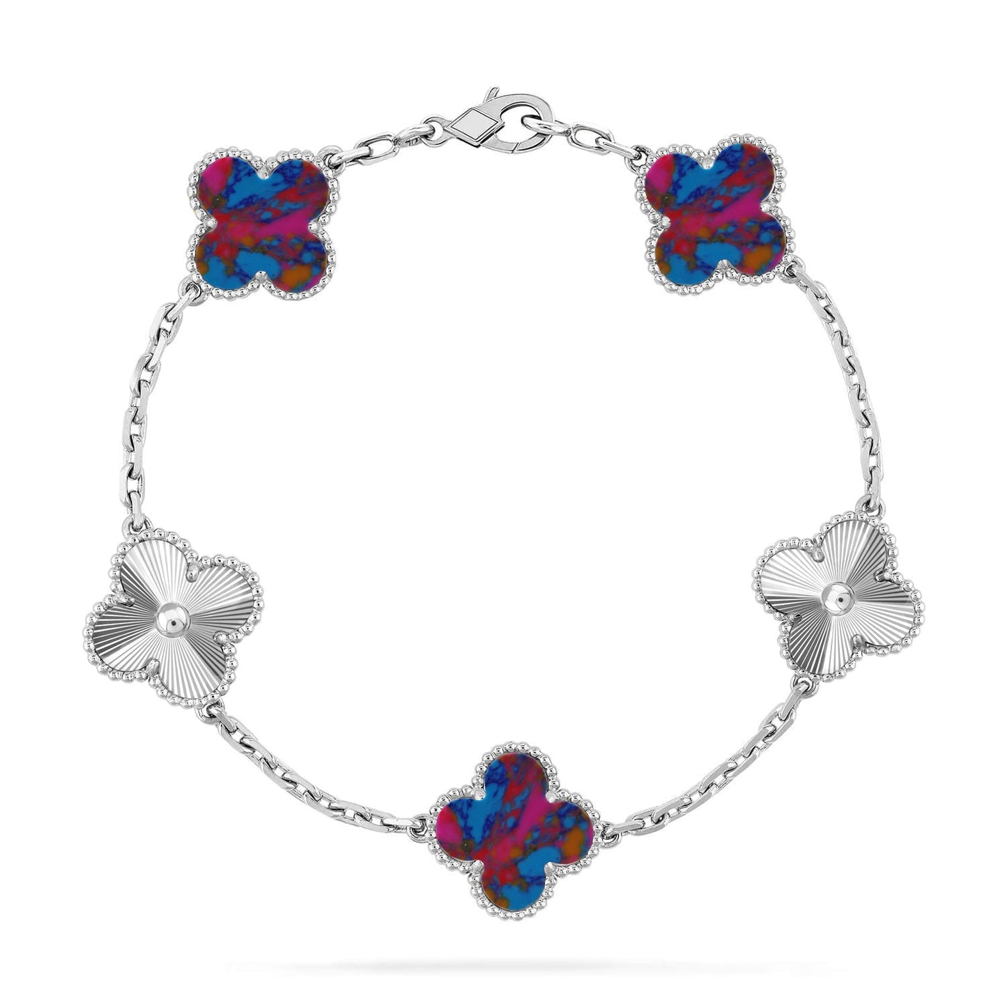 [Eterna Jewels]KLEEBRISE 5 MOTIV FARBIGE EDELSTEINE ARMBAND KOLLEKTION