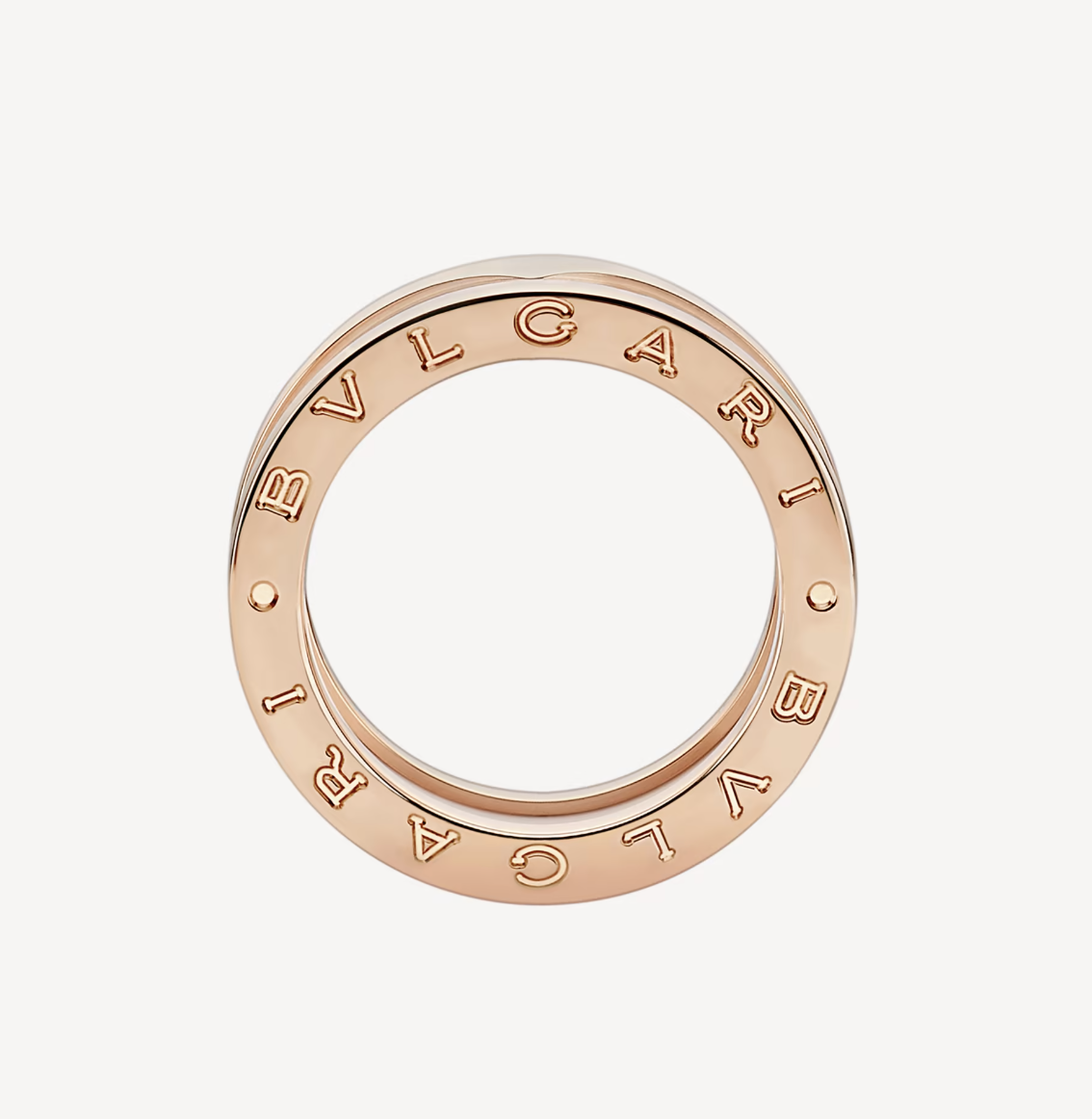 [Eterna Jewels]ZERO 1 TWO-BAND SCHLEIFEN UND WEISSER KERAMIK SPIRAL ROSÉGOLD RING