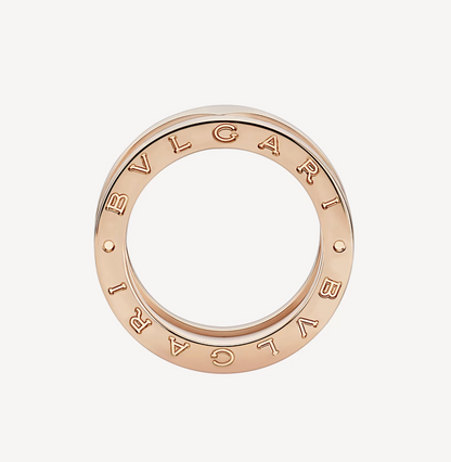 [Eterna Jewels]ZERO 1 TWO-BAND SCHLEIFEN UND WEISSER KERAMIK SPIRAL ROSÉGOLD RING