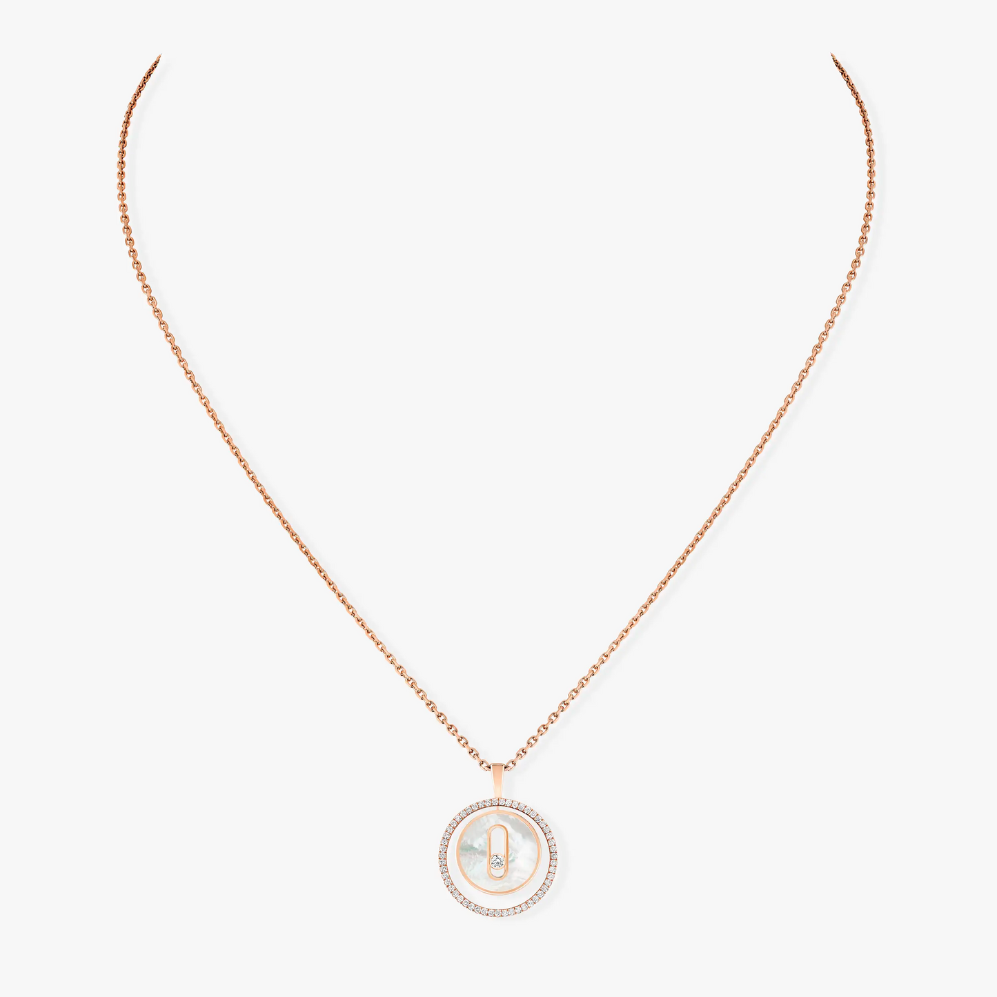 [Eterna Jewels]LUCKY MOVE 1 DIAMANT WEISSER PERLMUTT ROSÉGOLD DIAMANT HALSKETTE