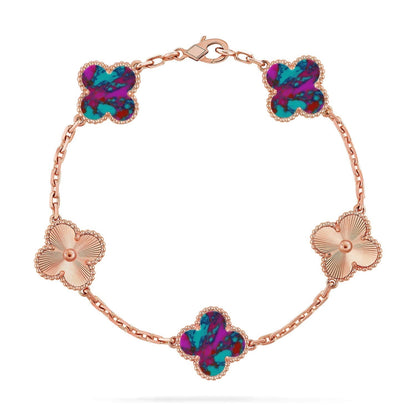 [Eterna Jewels]KLEEBRISE 5 MOTIV FARBIGE EDELSTEINE ARMBAND KOLLEKTION