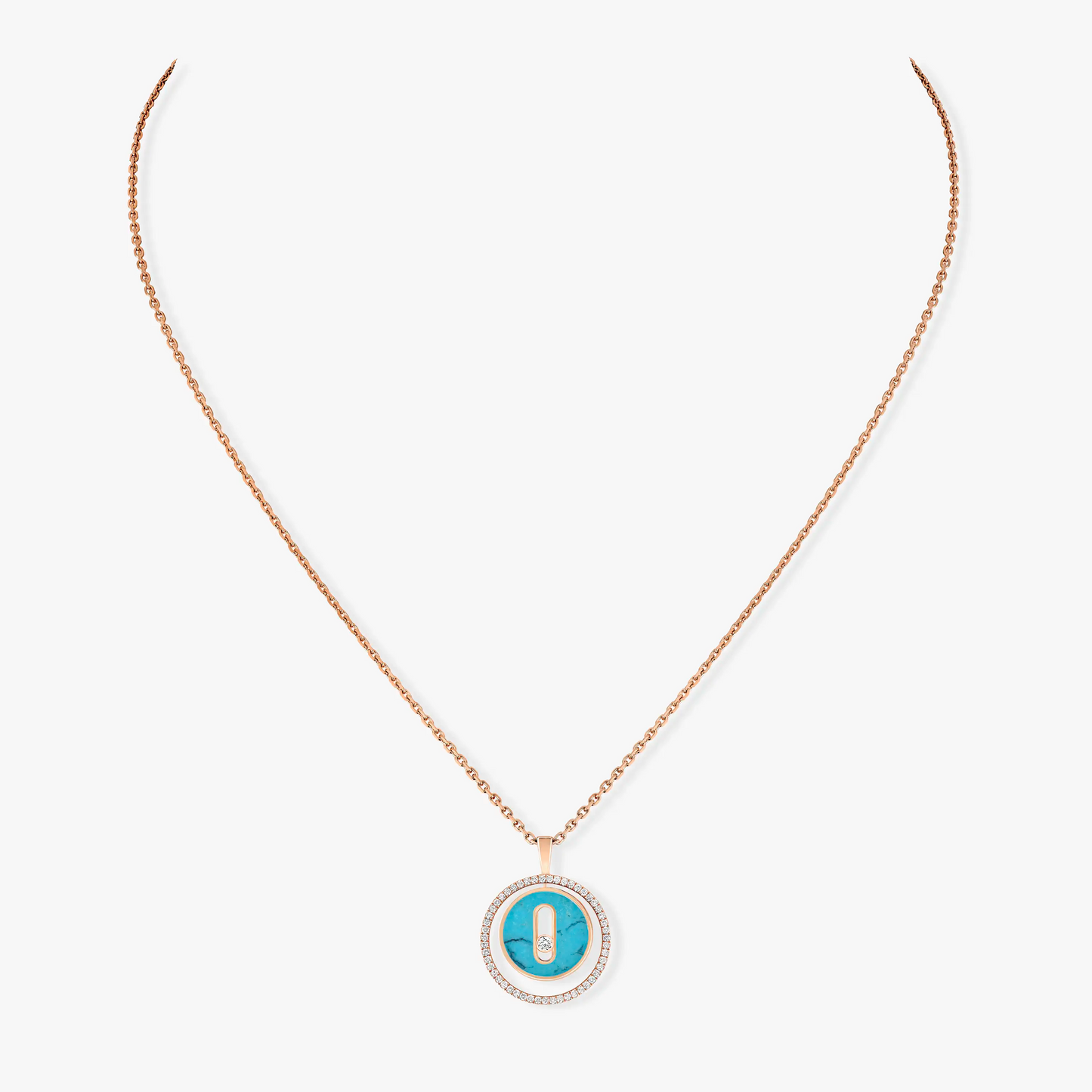 [Eterna Jewels]LUCKY MOVE 1 DIAMOND TÜRKIS ROSÉGOLD DIAMANT HALSKETTE