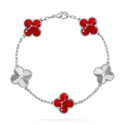 [Eterna Jewels]KLEE-ARMBAND-KOLLEKTION MIT 5 MOTIVEN ROTES MUSTER