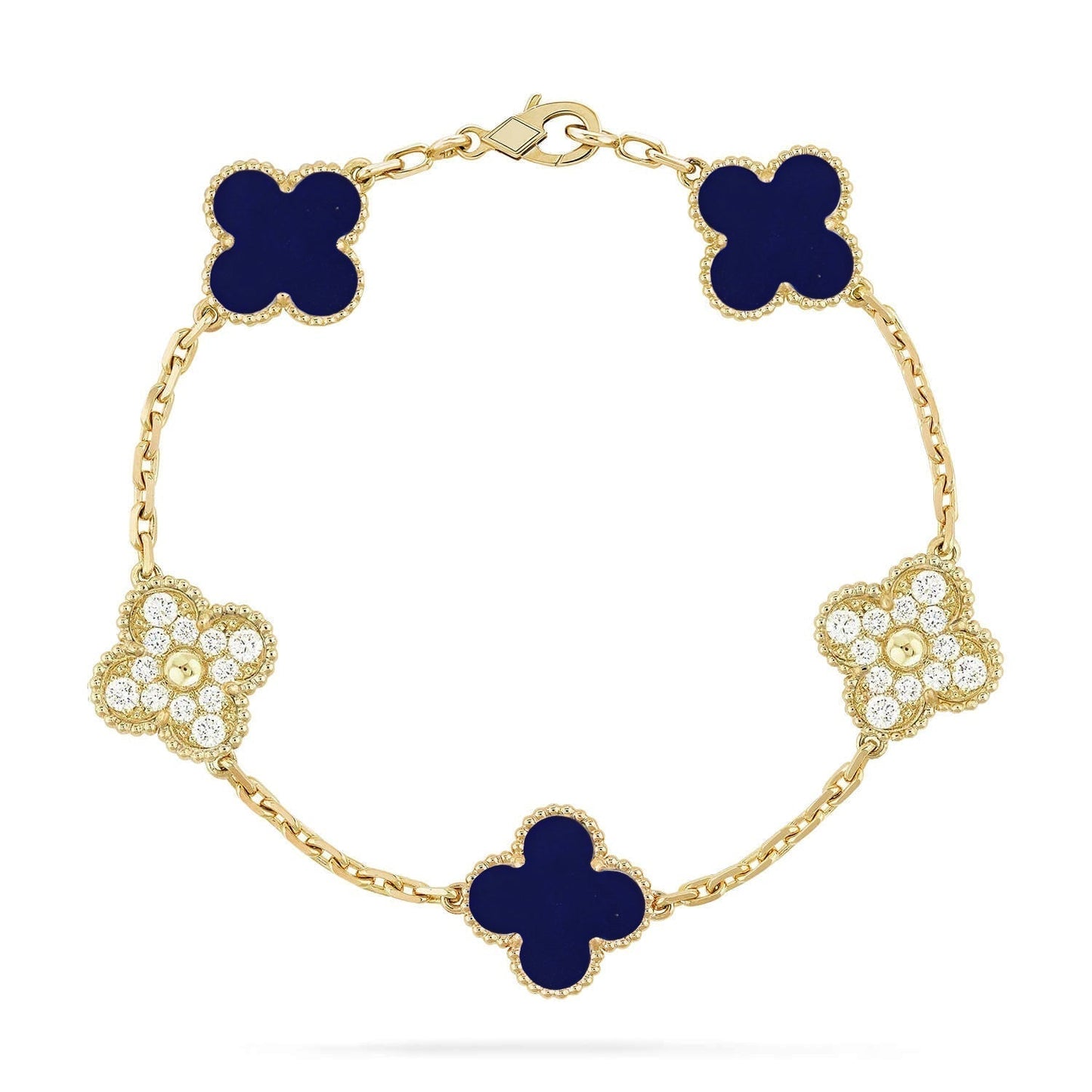 [Eterna Jewels]KLEEBKATTEN-ARMBAND MIT 5 MOTIVEN AUS LAPISLAZULI KOLLEKTION