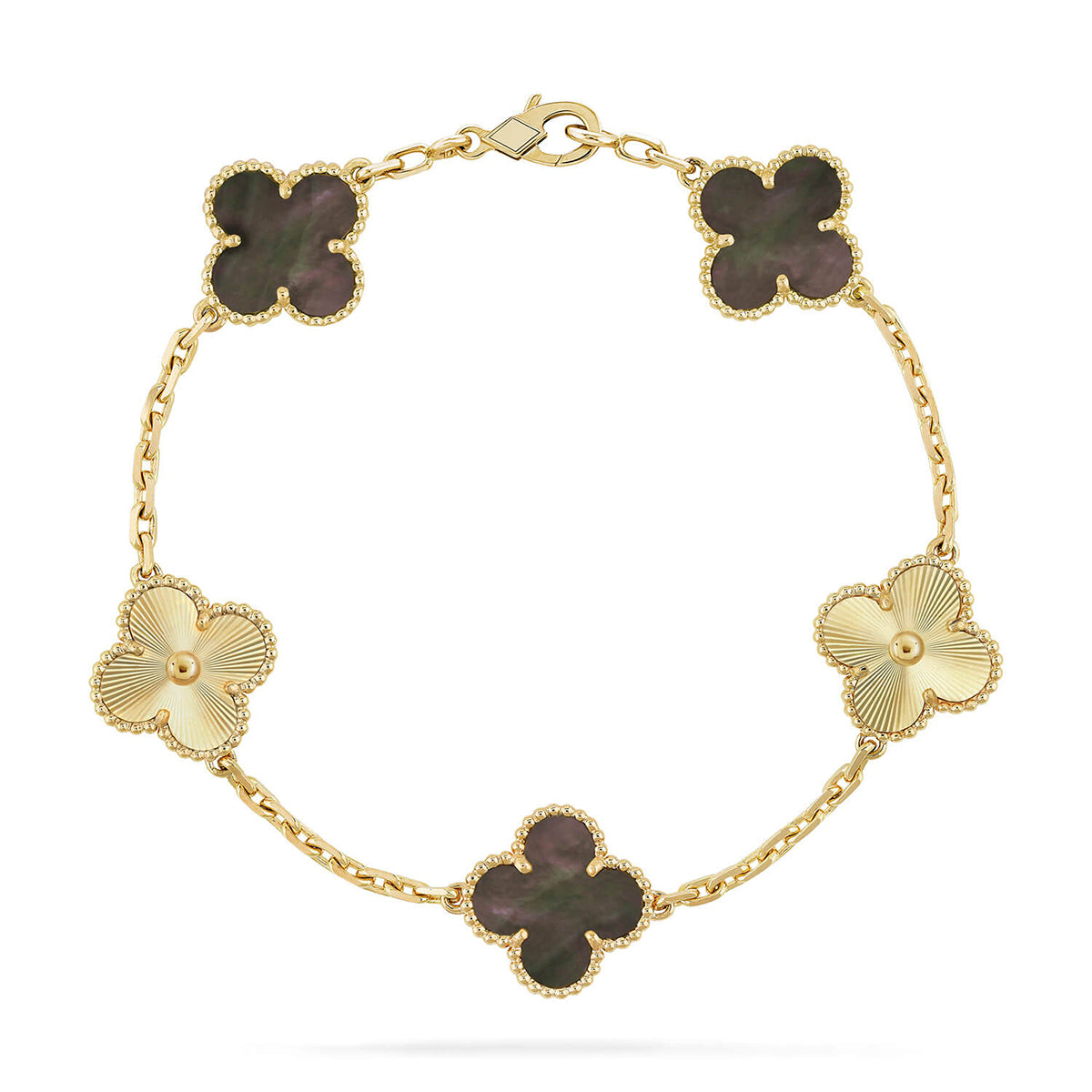 [Eterna Jewels] CLOVER 5 MOTIV GRAUES PERLMUTT-ARMBAND KOLLEKTION