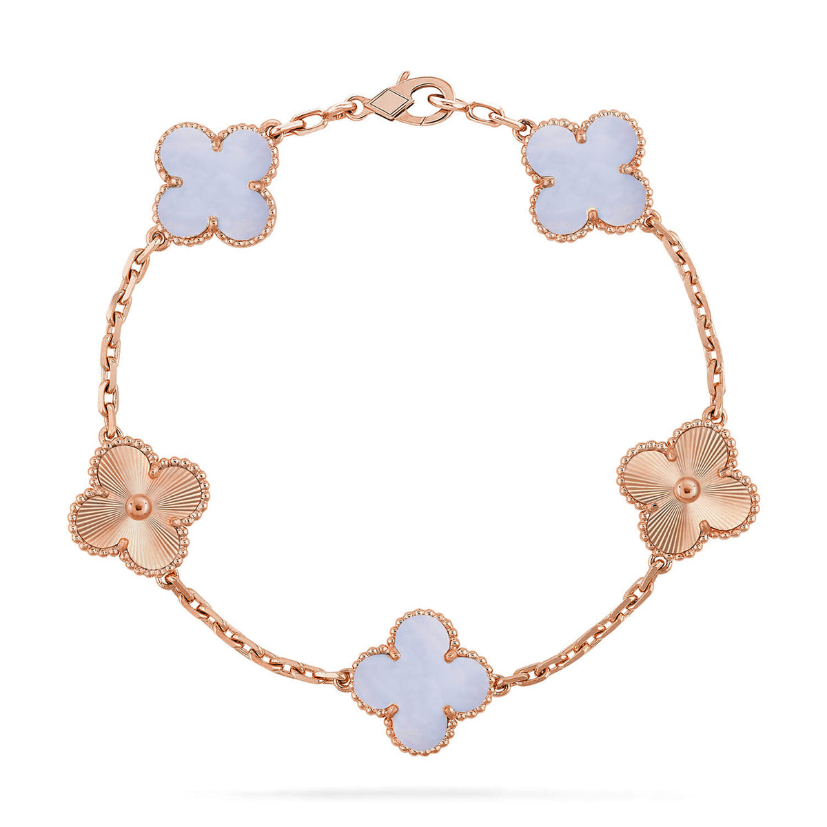[Eterna Jewels] KLEEBRAUM 5 MOTIV VIOLETTER CHALCEDON ARMBAND KOLLEKTION