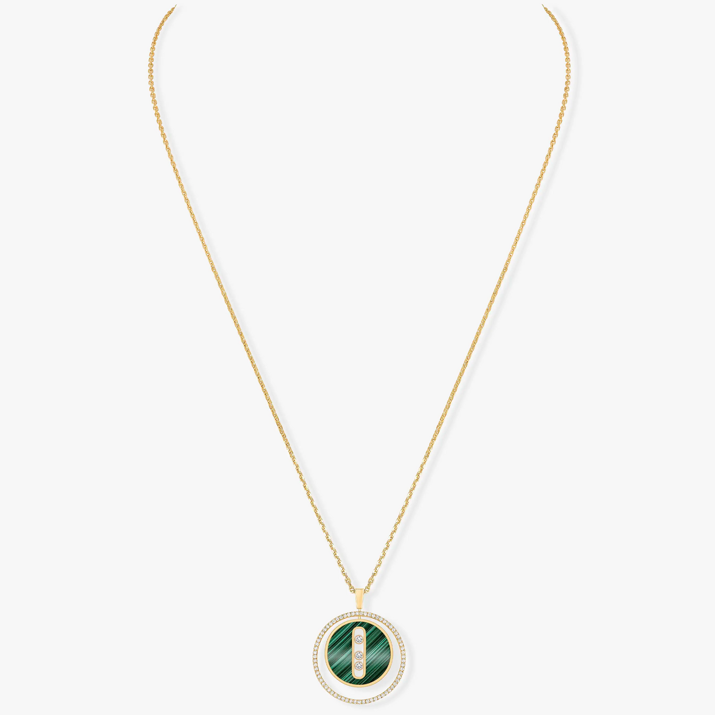 [Eterna Jewels]LUCKY MOVE 3 DIAMOND MALACHIT GOLD DIAMANTEN HALSKETTE