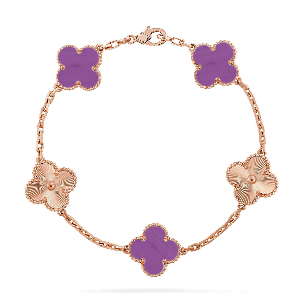[Eterna Jewels] KLEEBRAUM 5 MOTIV VIOLETT ARMBAND KOLLEKTION