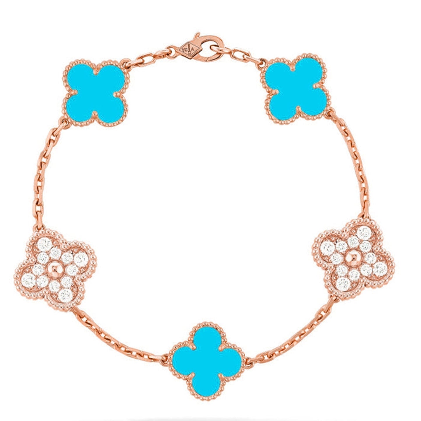 [Eterna Jewels] KLEEBRAUM 5 MOTIV TÜRKIS ARMBAND KOLLEKTION