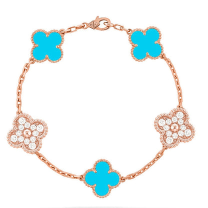 [Eterna Jewels] KLEEBRAUM 5 MOTIV TÜRKIS ARMBAND KOLLEKTION
