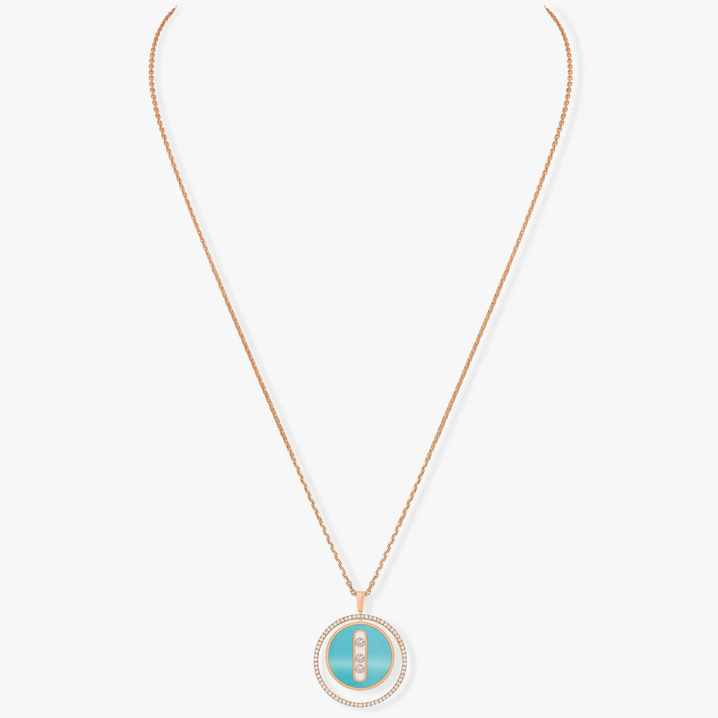 [Eterna Jewels]LUCKY MOVE 3 DIAMONDS TÜRKIS ROTGOLD DIAMANT HALSKETTE
