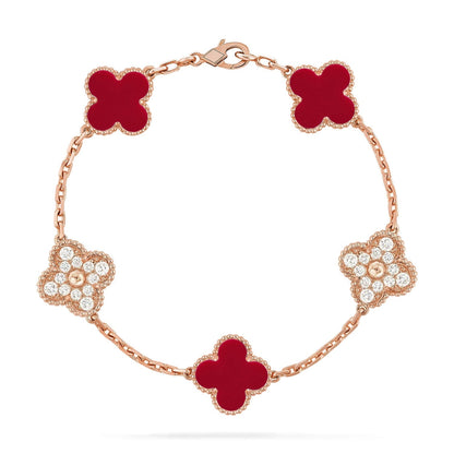 [Eterna Jewels] KLEEBRIEF 5 MOTIV ROTER KORNEOL-ARMBANDKOLLEKTION