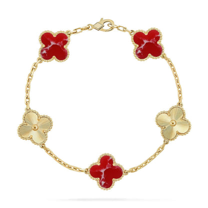 [Eterna Jewels]KLEE-ARMBAND-KOLLEKTION MIT 5 MOTIVEN ROTES MUSTER