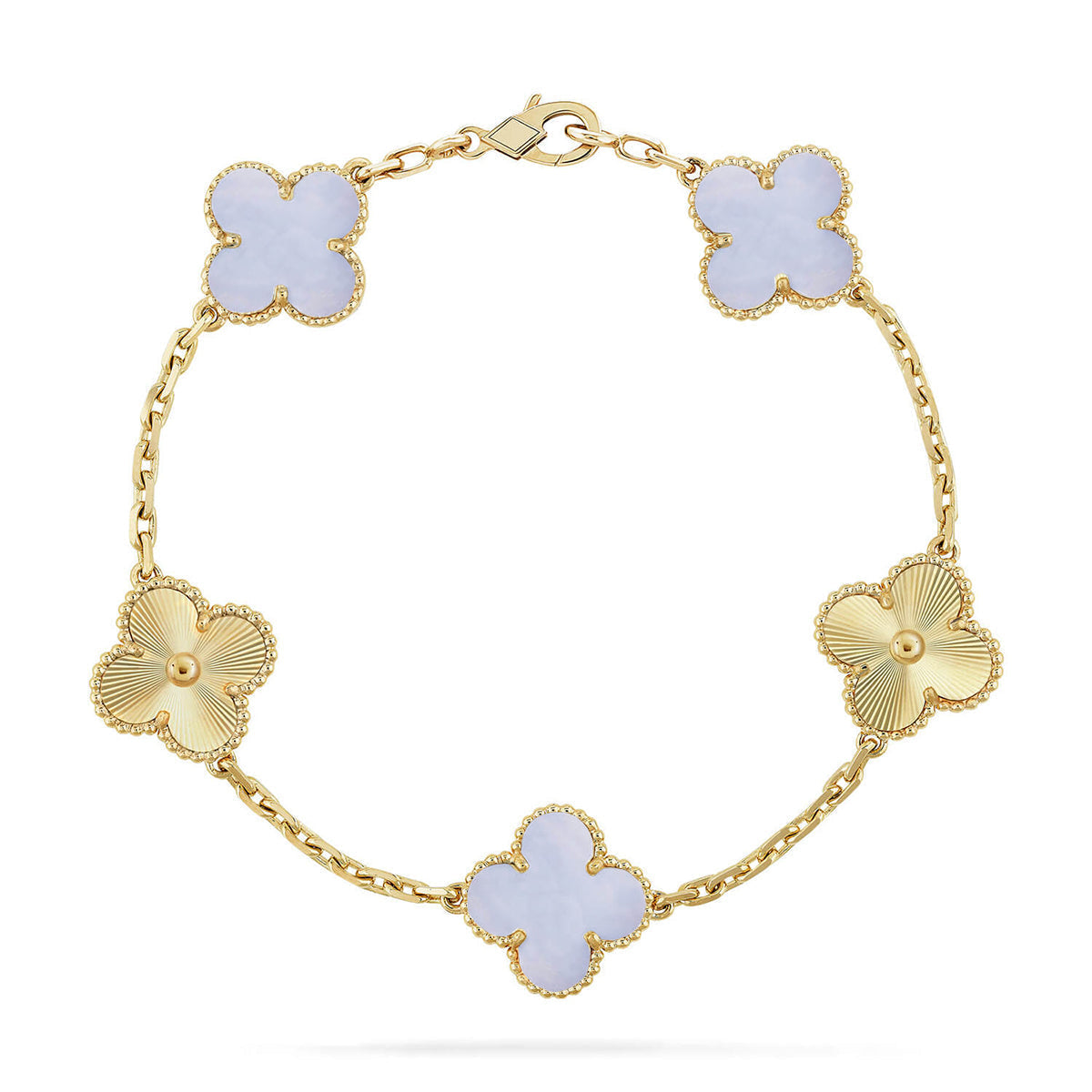[Eterna Jewels] KLEEBRAUM 5 MOTIV VIOLETTER CHALCEDON ARMBAND KOLLEKTION