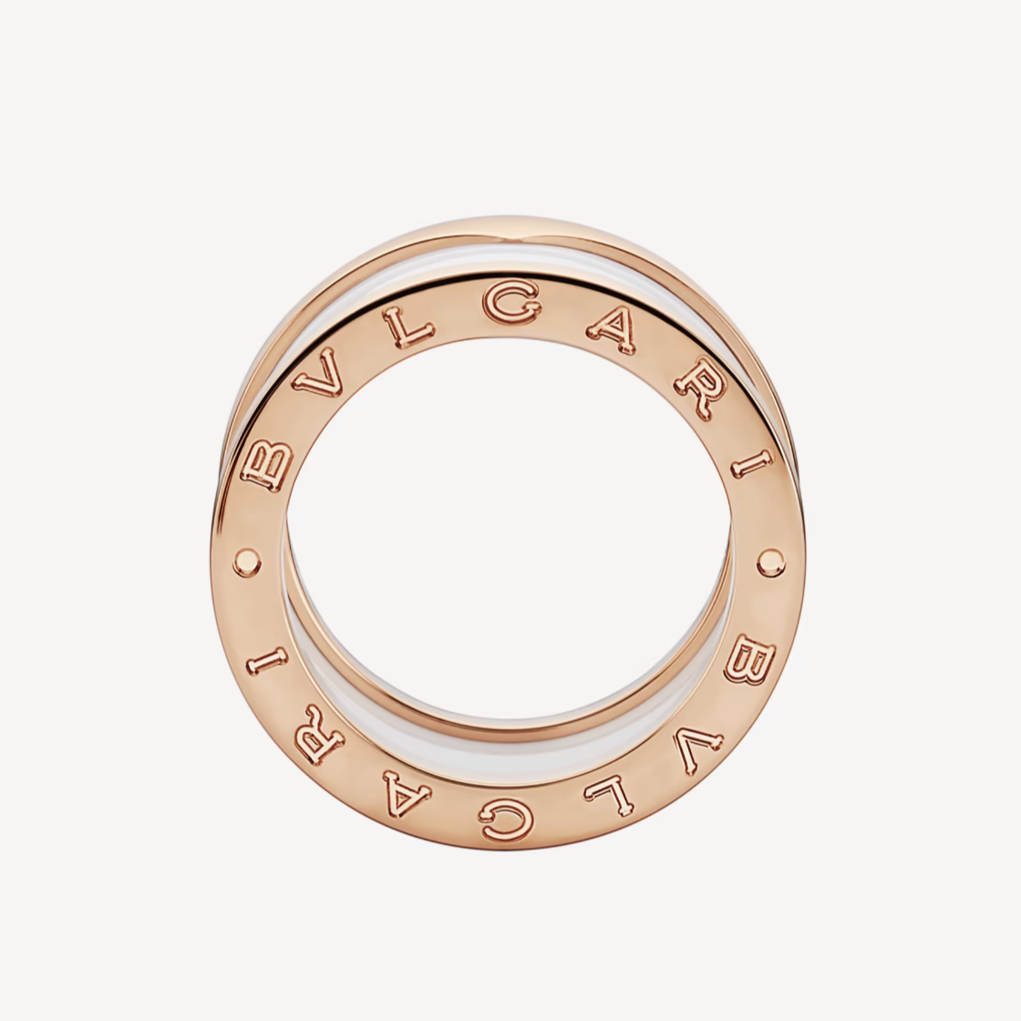 [Eterna Jewels]ZERO 1 VIERBAND-SCHLEIFEN UND WEISSER KERAMIK-SPIRALRING AUS ROSÉGOLD