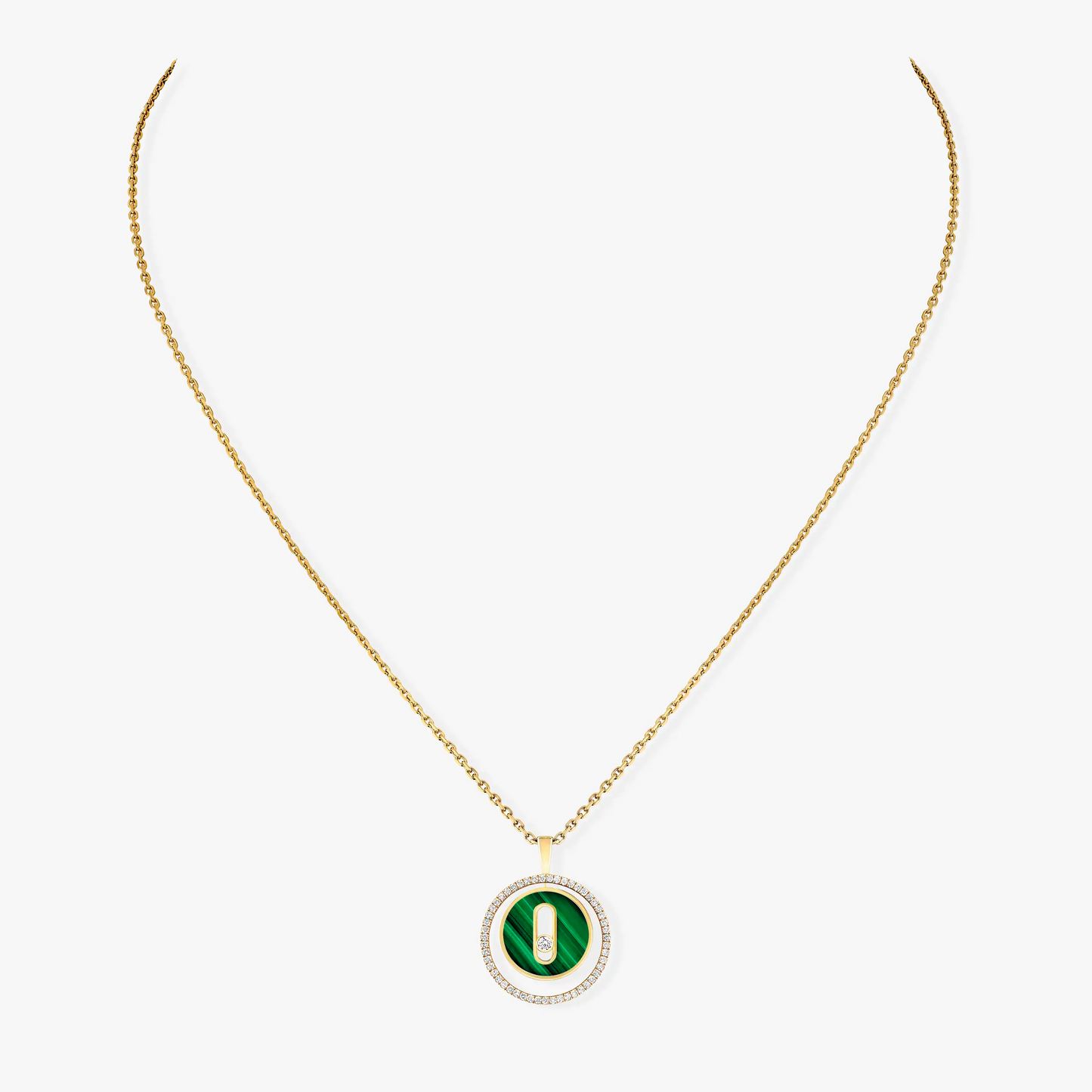 [Eterna Jewels]LUCKY MOVE 1 DIAMANT MALACHIT GOLD DIAMANT HALSKETTE