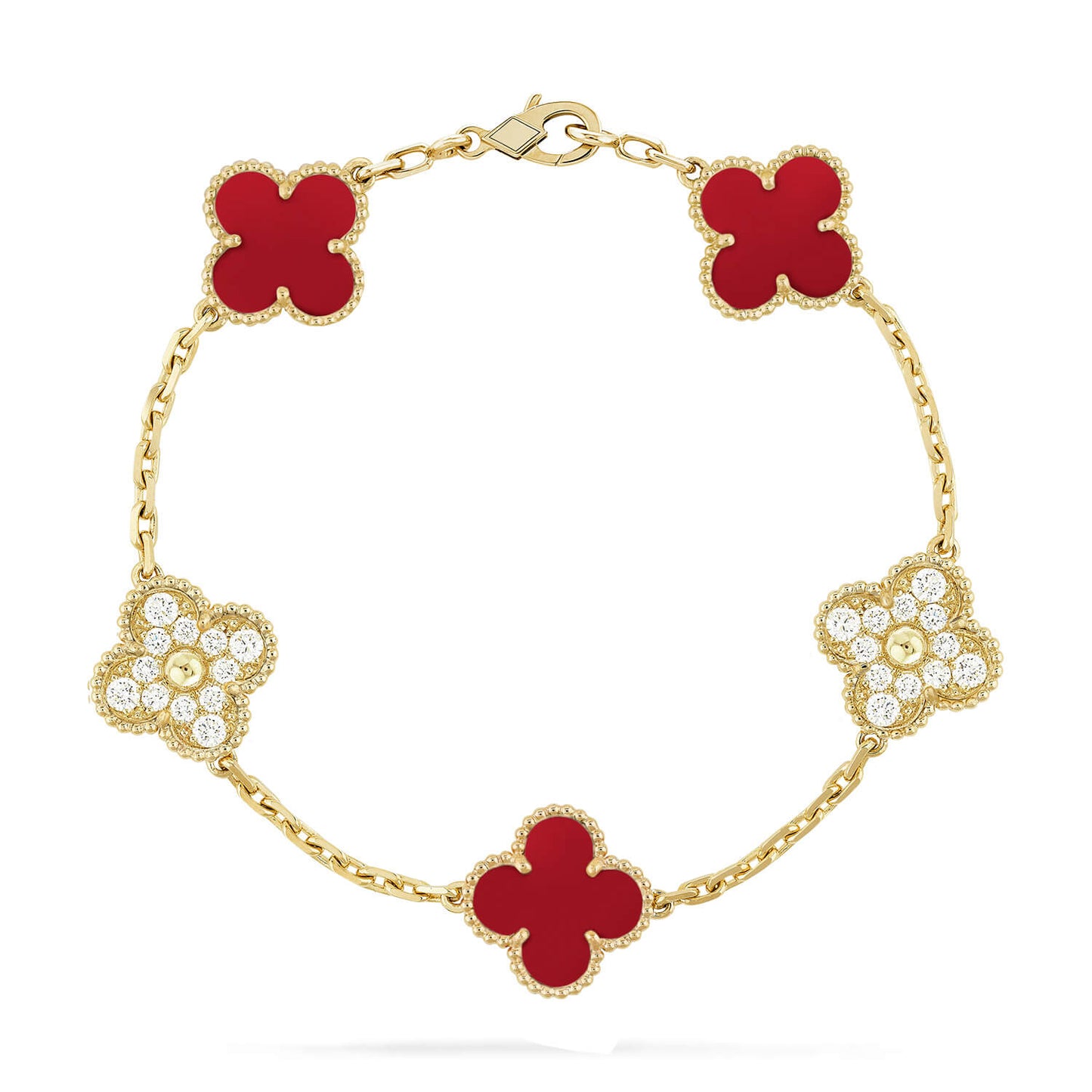 [Eterna Jewels] KLEEBRIEF 5 MOTIV ROTER KORNEOL-ARMBANDKOLLEKTION